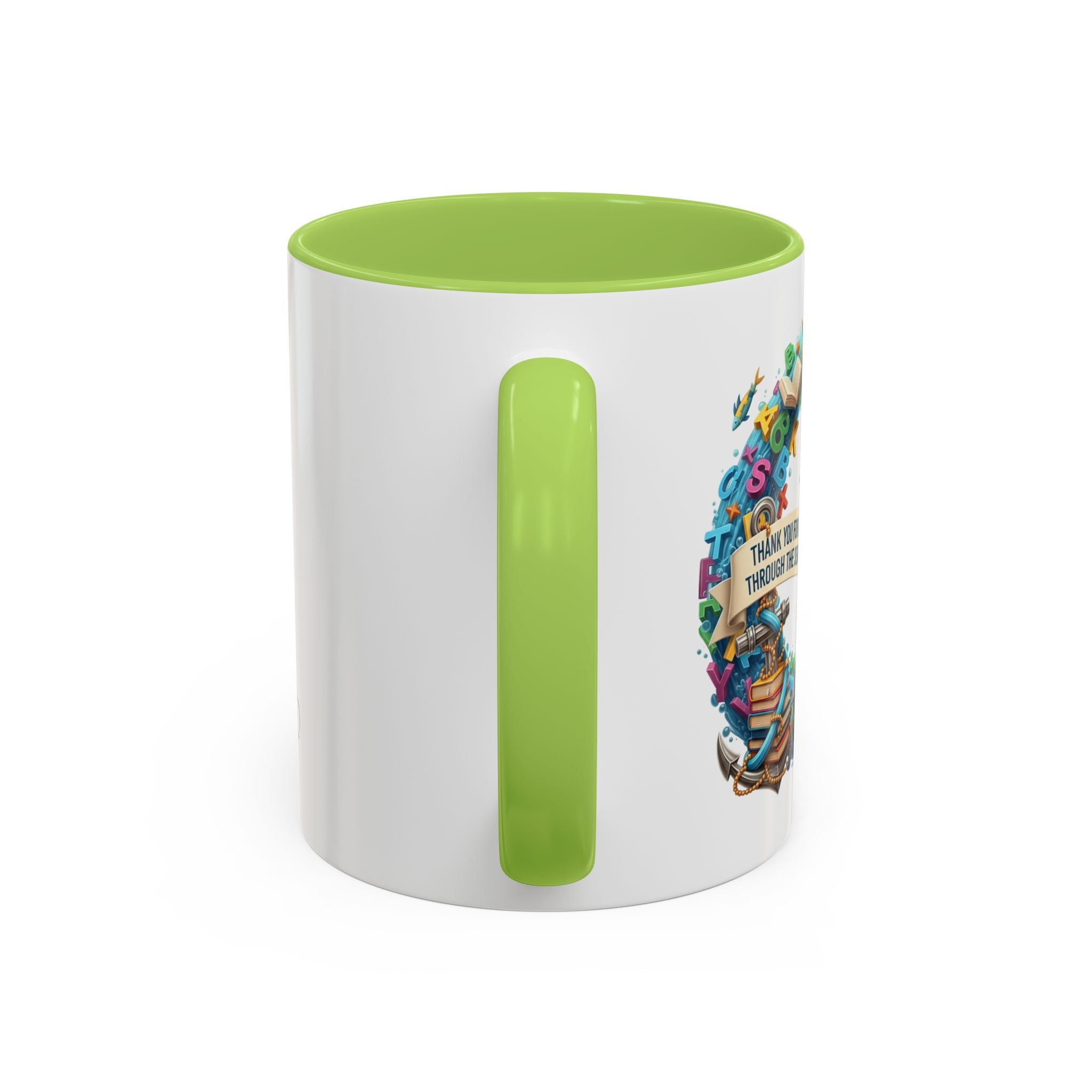 Sea of Literacy Colorful Book Lover's Accent Coffee Mug | Perfect for Home, Office, or Gift | Reading, Study, Library Decor, Teacher Appreciation