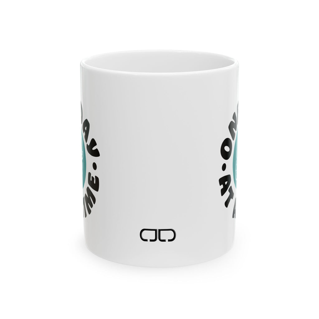 One Day At A Time Ceramic Mug with Positive Vibes Design, Motivational Coffee Cup, Gift for Friends, Inspirational Mug, Home or Office Decor