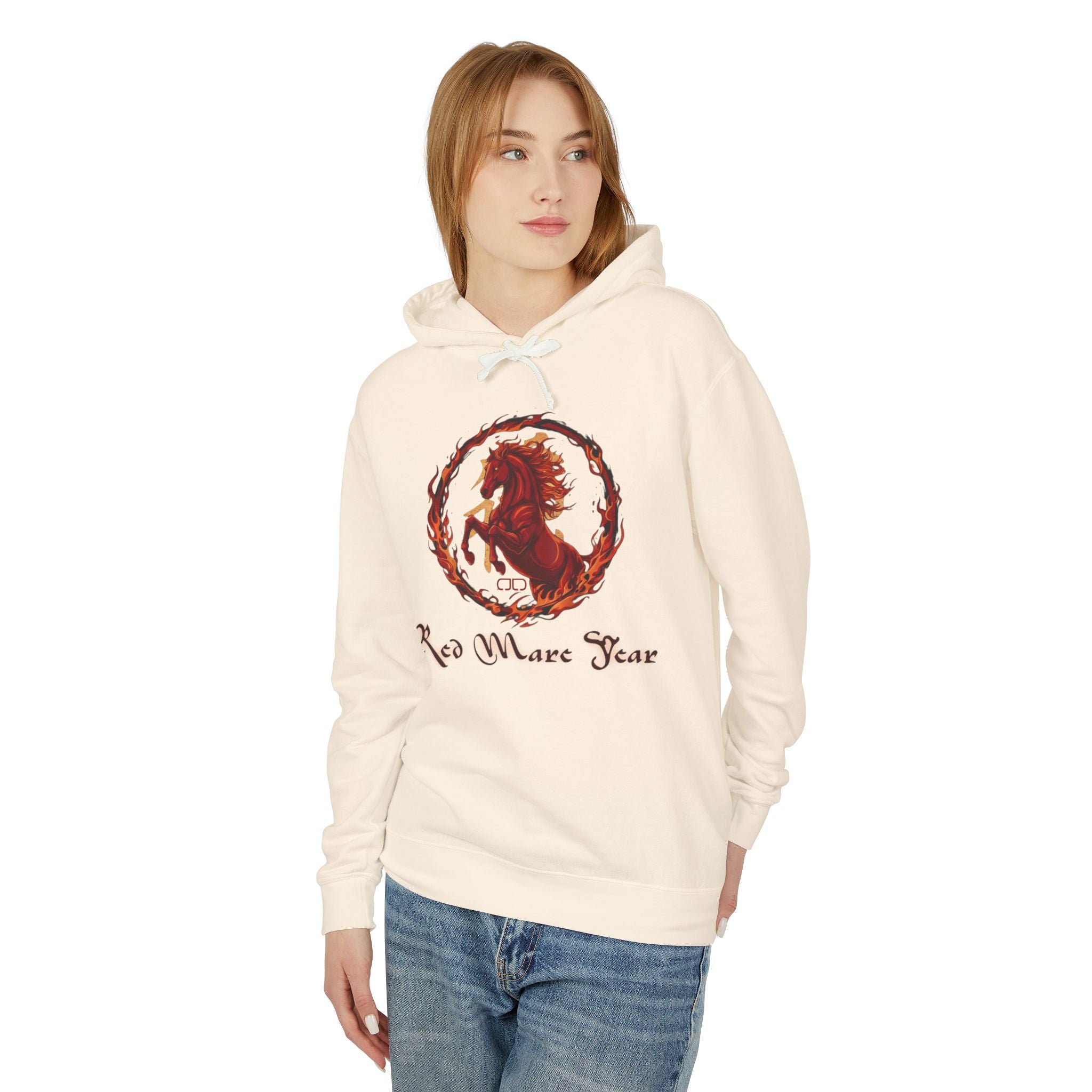Red Mare Year Hoodie — Year of the Horse Graphic Hooded Sweatshirt