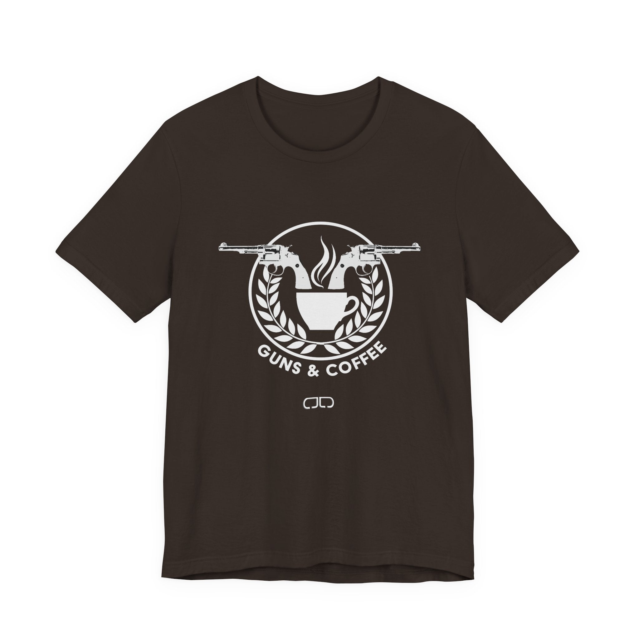 Guns & Coffee Graphic Tee — Rustic Coffee Lover & Firearm Enthusiast Shirt