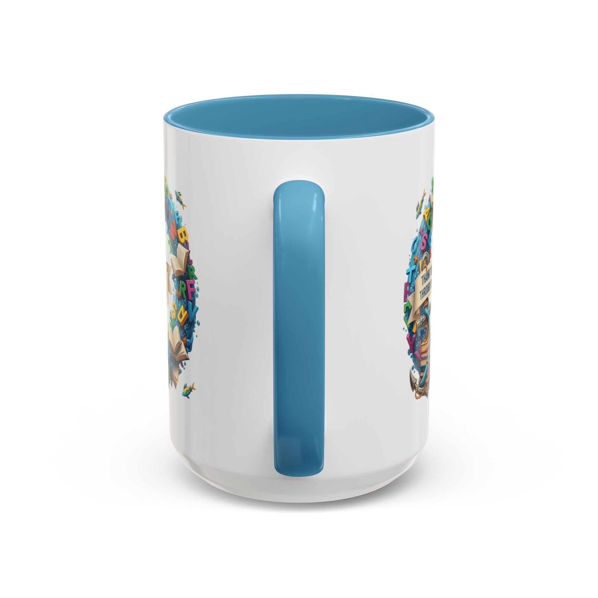 Sea of Literacy Colorful Book Lover's Accent Coffee Mug | Perfect for Home, Office, or Gift | Reading, Study, Library Decor, Teacher Appreciation