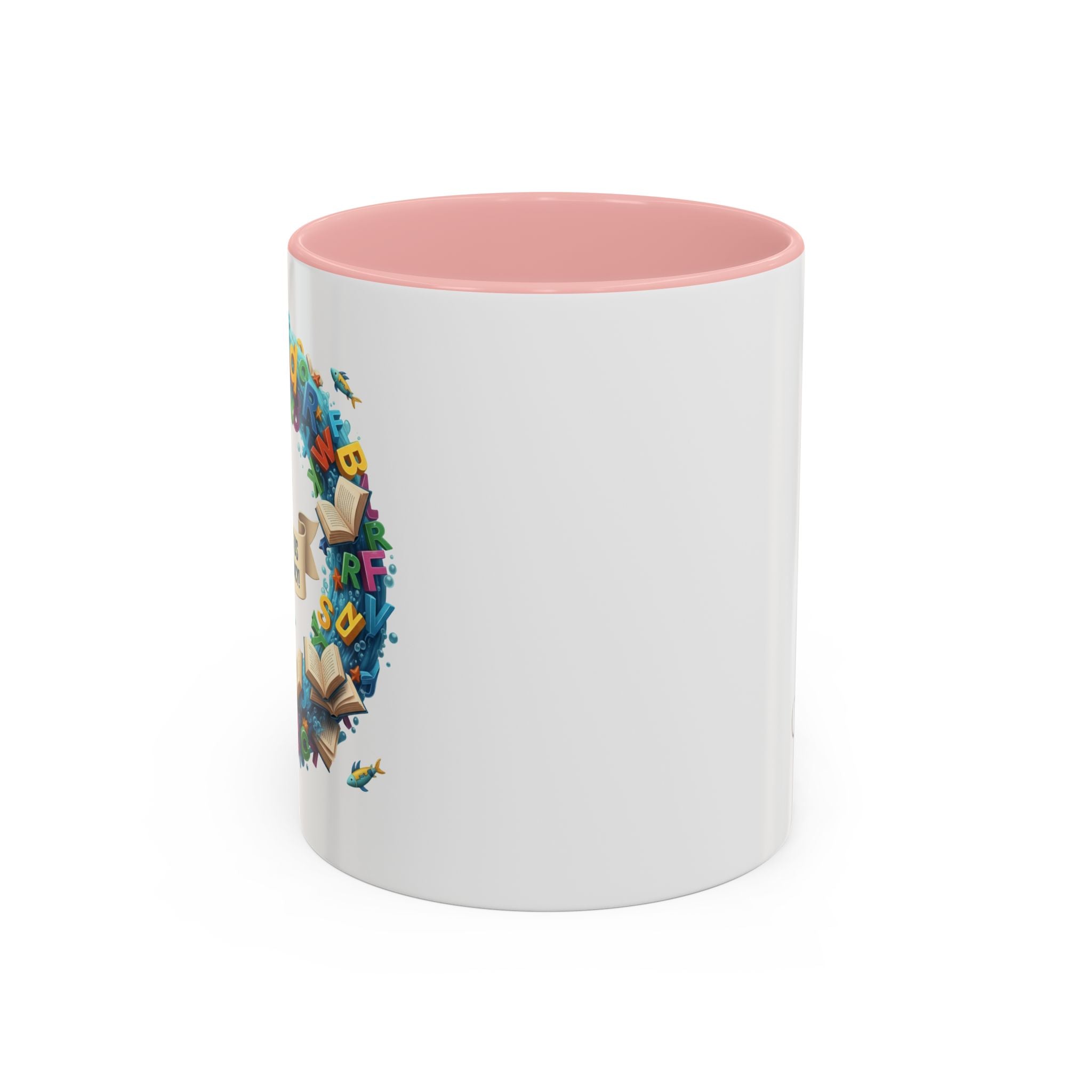 Sea of Literacy Colorful Book Lover's Accent Coffee Mug | Perfect for Home, Office, or Gift | Reading, Study, Library Decor, Teacher Appreciation