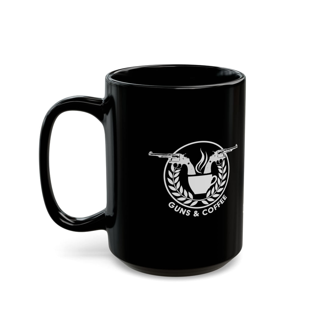 Guns & Coffee Black Ceramic Mug — 11oz/15oz