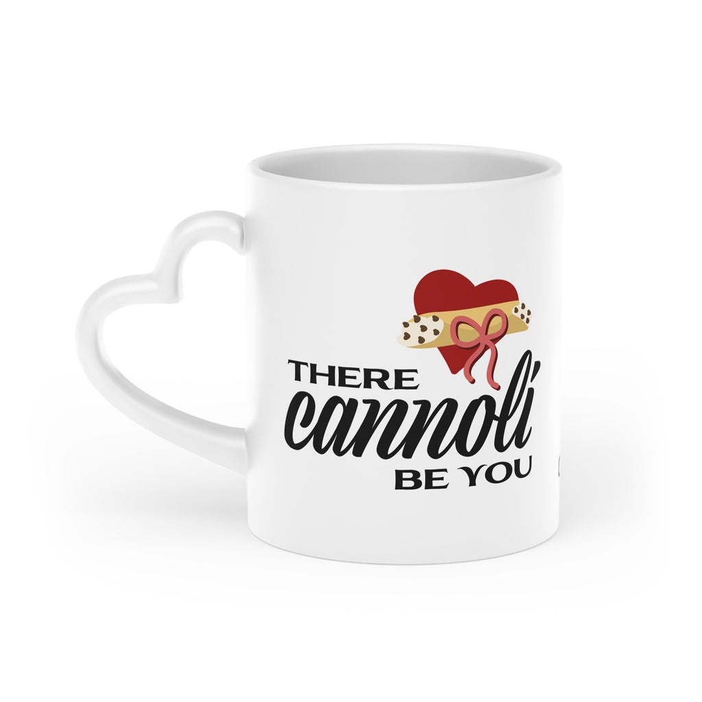 Heart-Shaped Mug – Cute Cannoli Pun Coffee Mug (“There’s Cannoli You”) – Valentine's Day Gift for Dessert Lovers