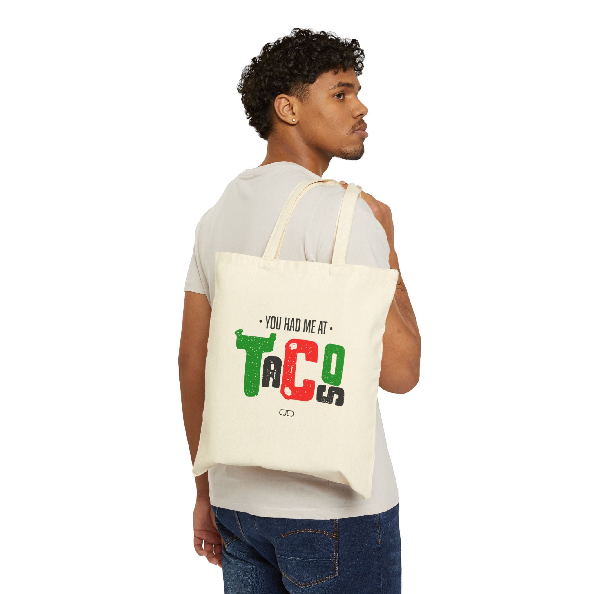You Had Me At Tacos Cotton Canvas Tote Bag - Perfect for Foodies, Grocery Shopping, Gifts for Taco Lovers, Eco-Friendly, Funny Bags