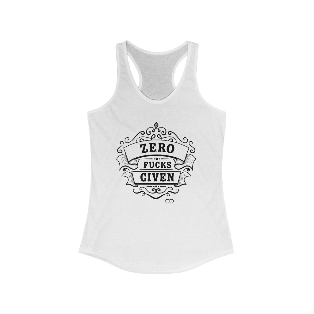 Zero Fucks Given Racerback Tank, Funny Workout Top, Casual Summer Style, Gift for Her, Fitness Motivation Apparel