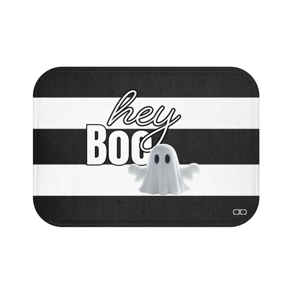 Hey Boo Halloween Bath Mat -  Ghost Design, Spooky Decor, Bathroom Accessory, Holiday Gift, Home Decor