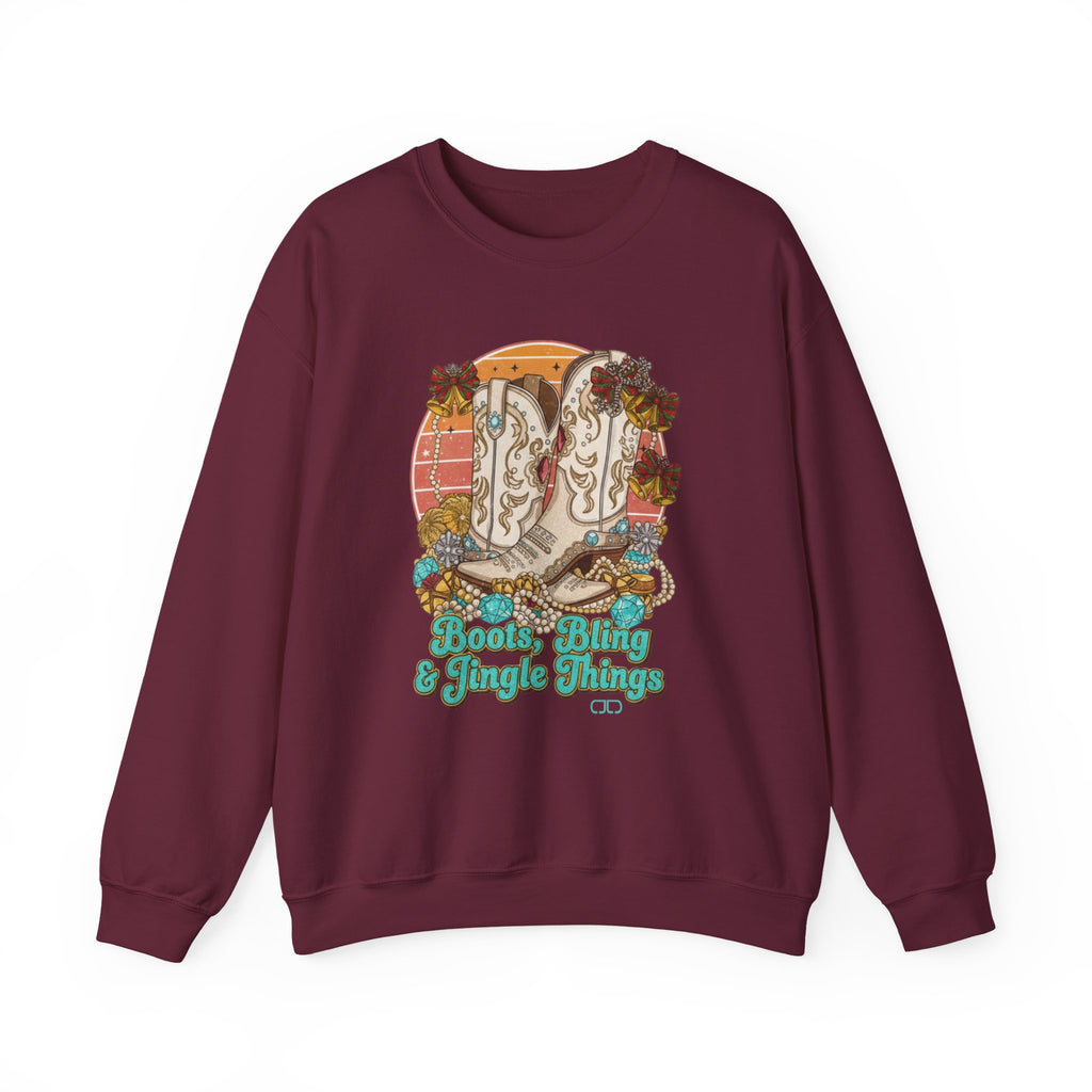 "Boots, Bling & Jingle Things" Western Holiday Pullover
