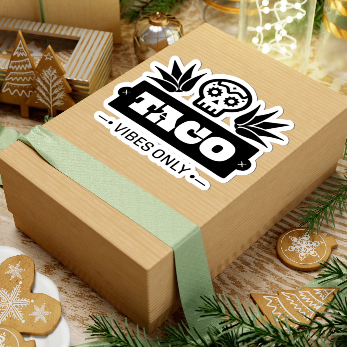 Taco Vibes Only Kiss-Cut Stickers - Fun, Playful Decals for Laptops, Water Bottles, Party Favors, Gifts, and Decor