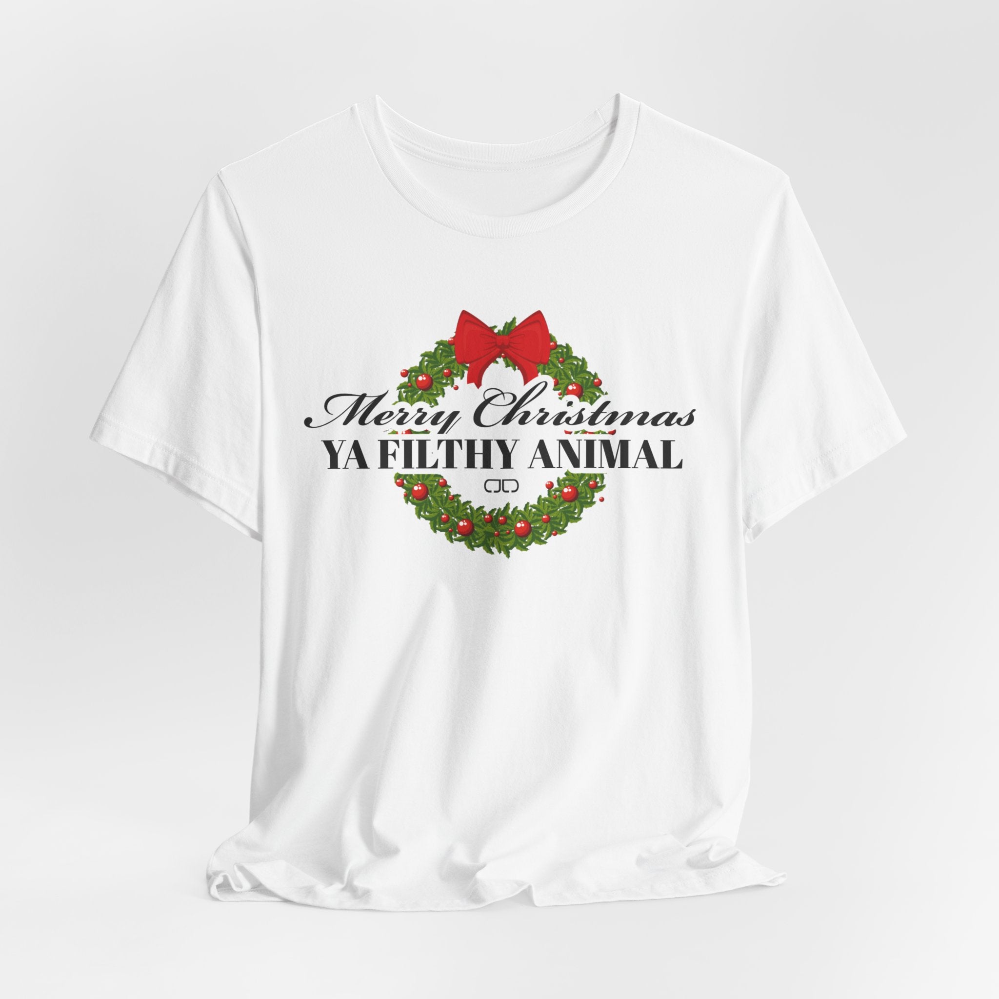 Merry Christmas Ya Filthy Animal Tee – Holiday Wreath Christmas Shirt