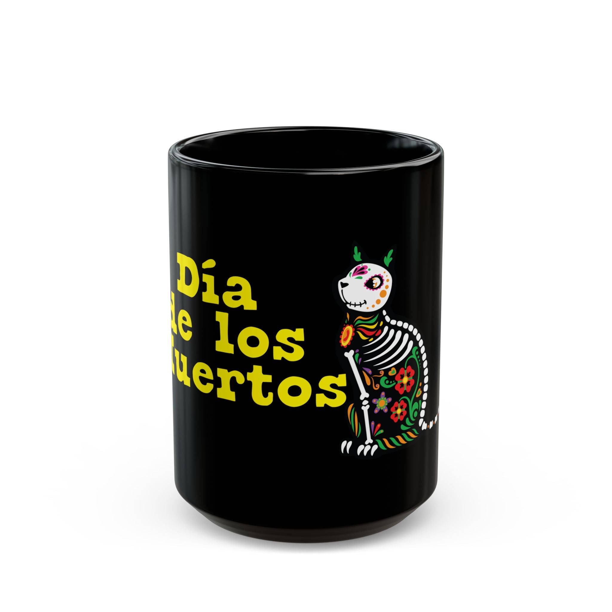 Dia de los Muertos Black Mug | Sugar Skull Coffee Cup, Halloween Mug, Day of the Dead Gift, Halloween Decor, Unique Kitchen Accessory