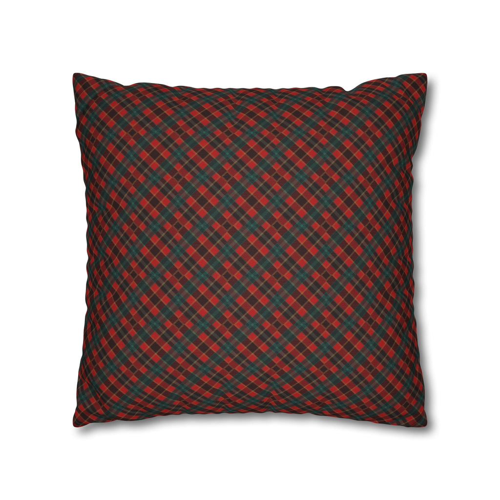 Merry Christmas Plaid Pillowcase - Red & Green Holiday Throw Pillow Cover