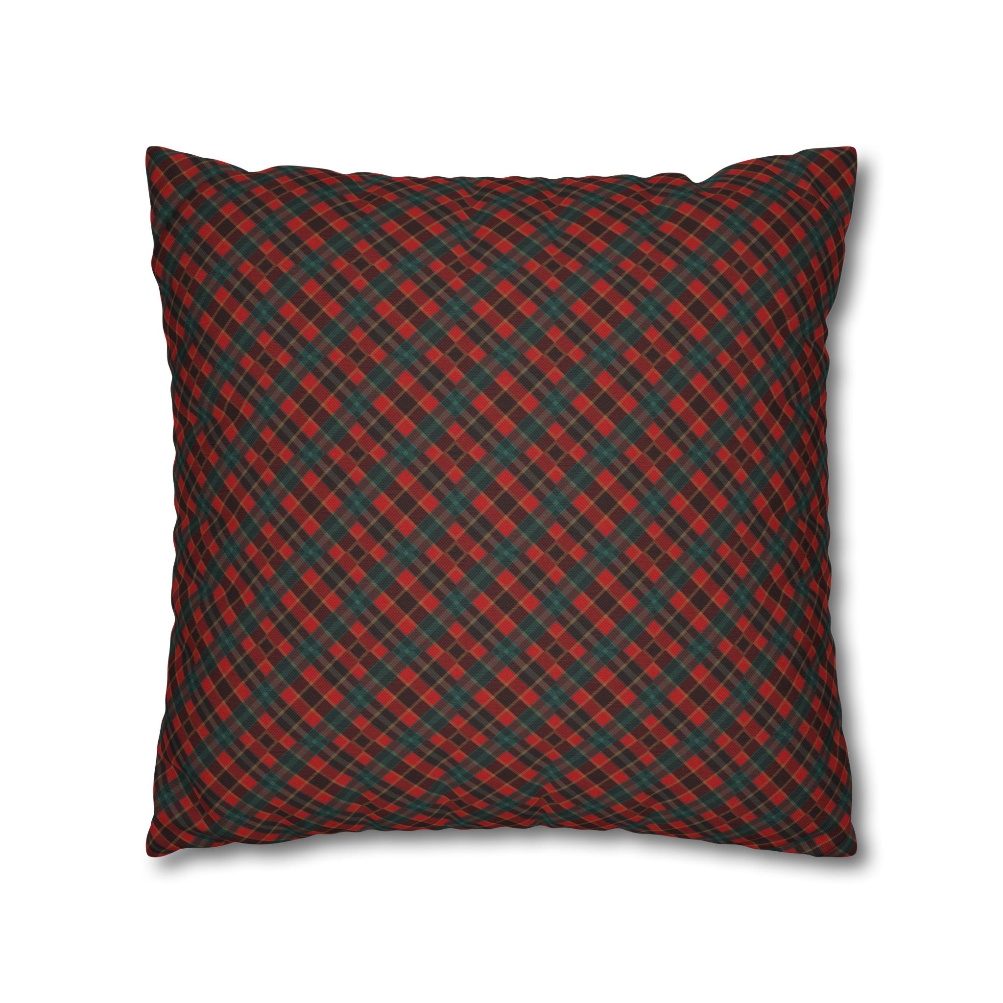 Merry Christmas Plaid Pillowcase - Red & Green Holiday Throw Pillow Cover
