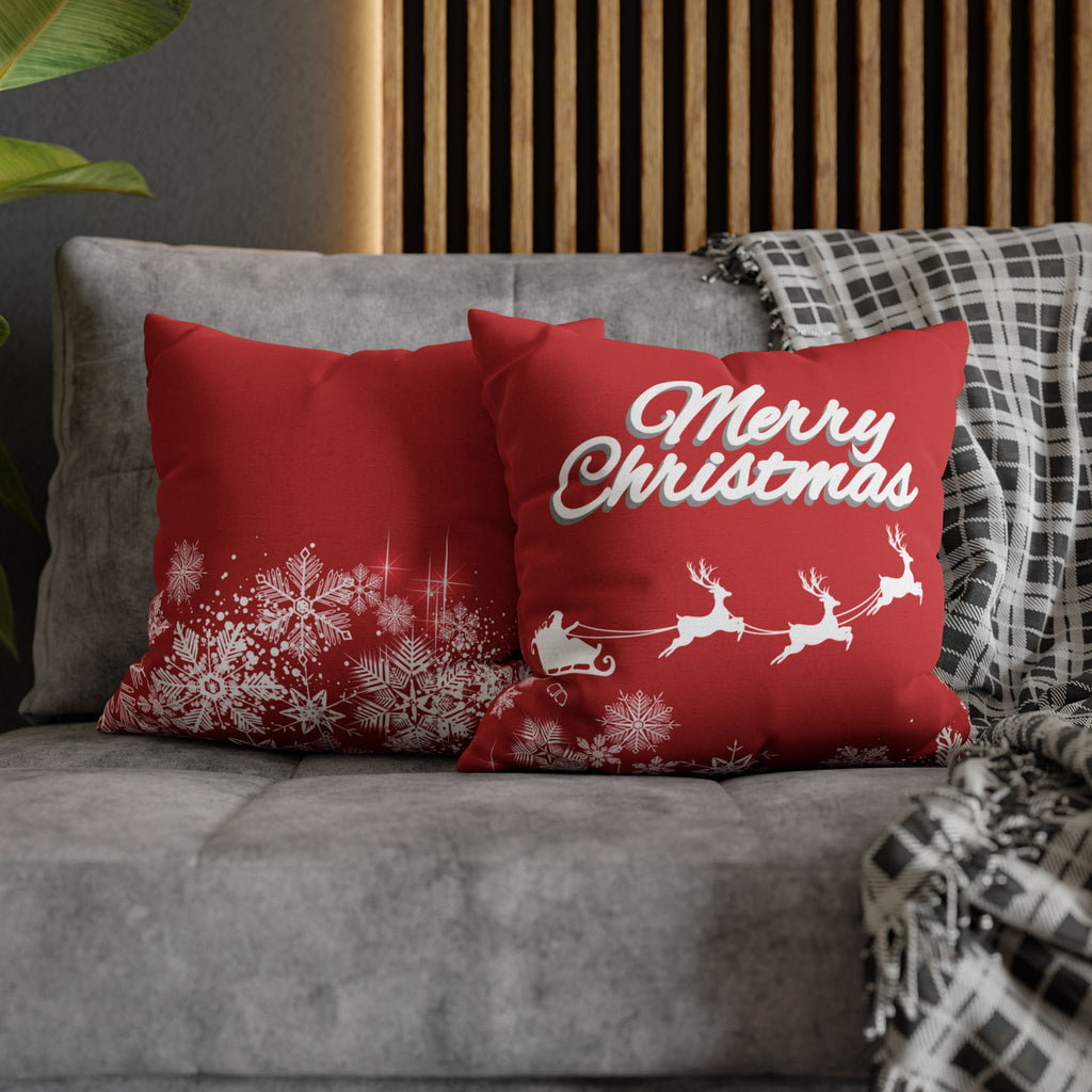 Merry Christmas Red Santa Sleigh Decorative Pillowcase
