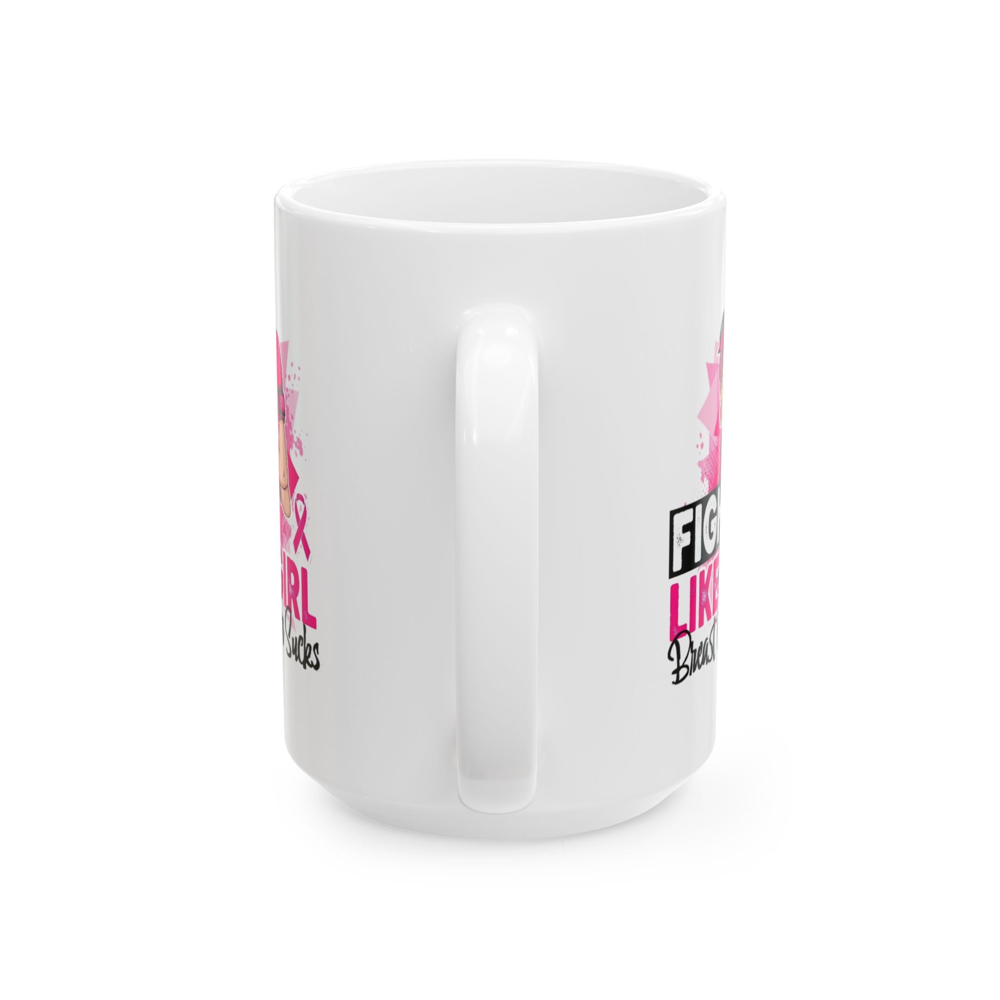 Empowerment Ceramic Mug, Inspirational Gift for Her, Breast Cancer Awareness, Motivational Quote Coffee Cup, Celebrate Strength and Courage