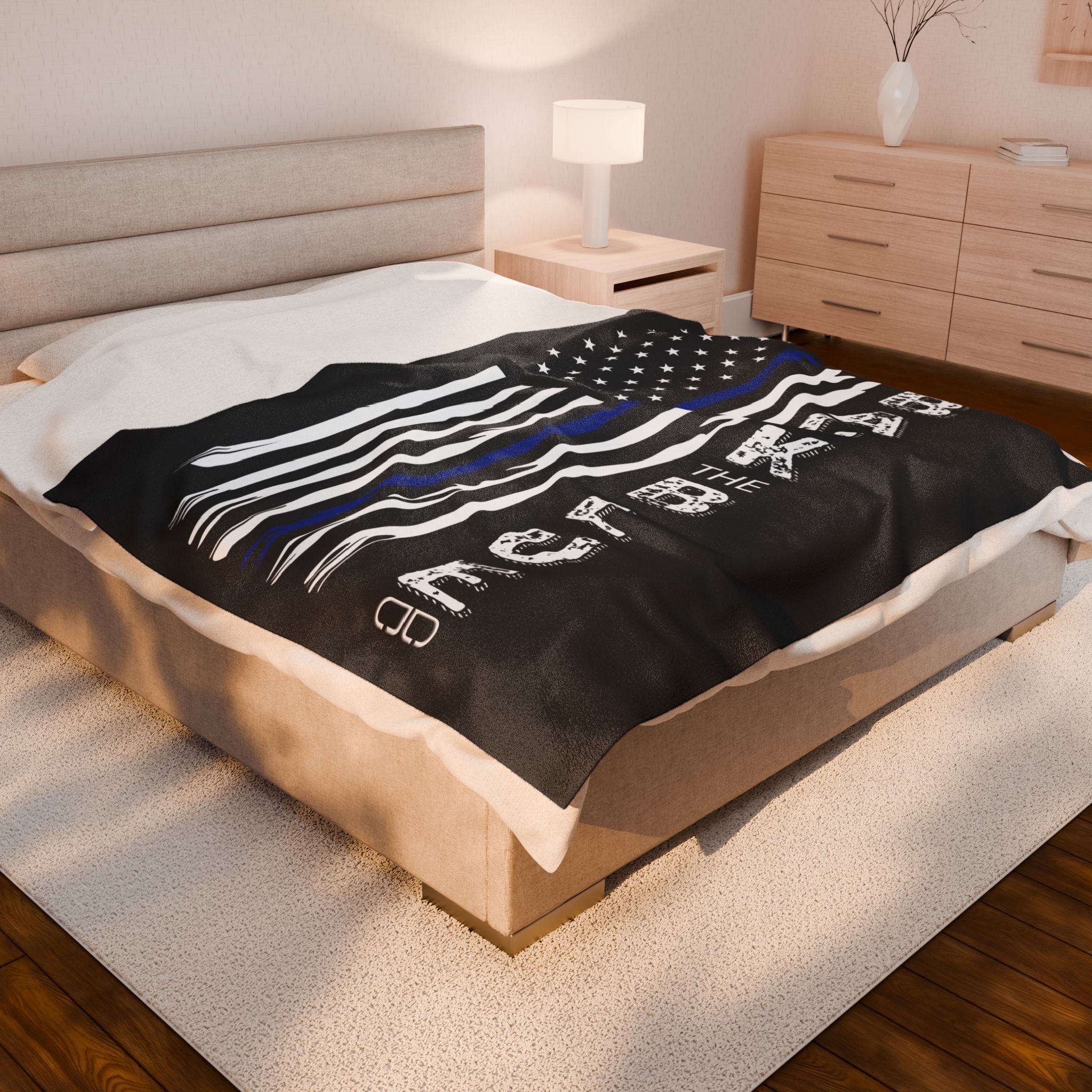 Supportive Police Velveteen Blanket, Comfort Gift, Law Enforcement Tribute, Cozy Home Decor, Back the Blue Decor