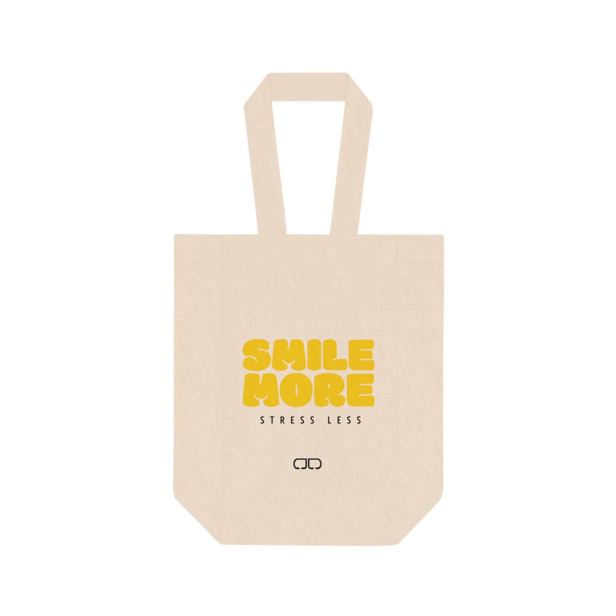 Smile More Stress Less Double Wine Tote Bag - Perfect Gift for Wine Lovers, Picnic Accessory, Party Favor, Eco-Friendly Design, Stress Less
