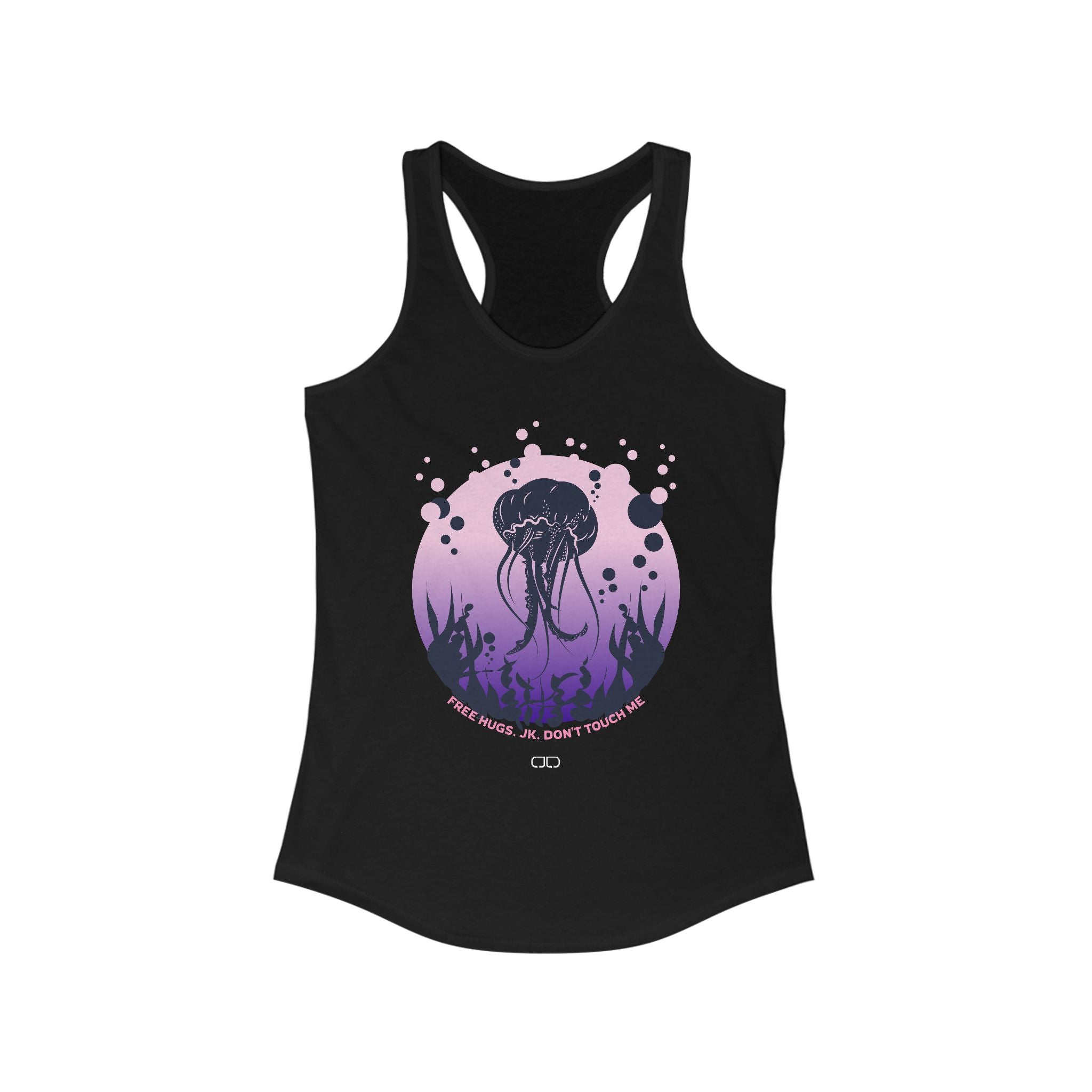 Free Hugs - Women's Jellyfish Graphic Racerback Tank, Summer Beach Wear, Yoga Top, Festival Outfit, Casual Clothing