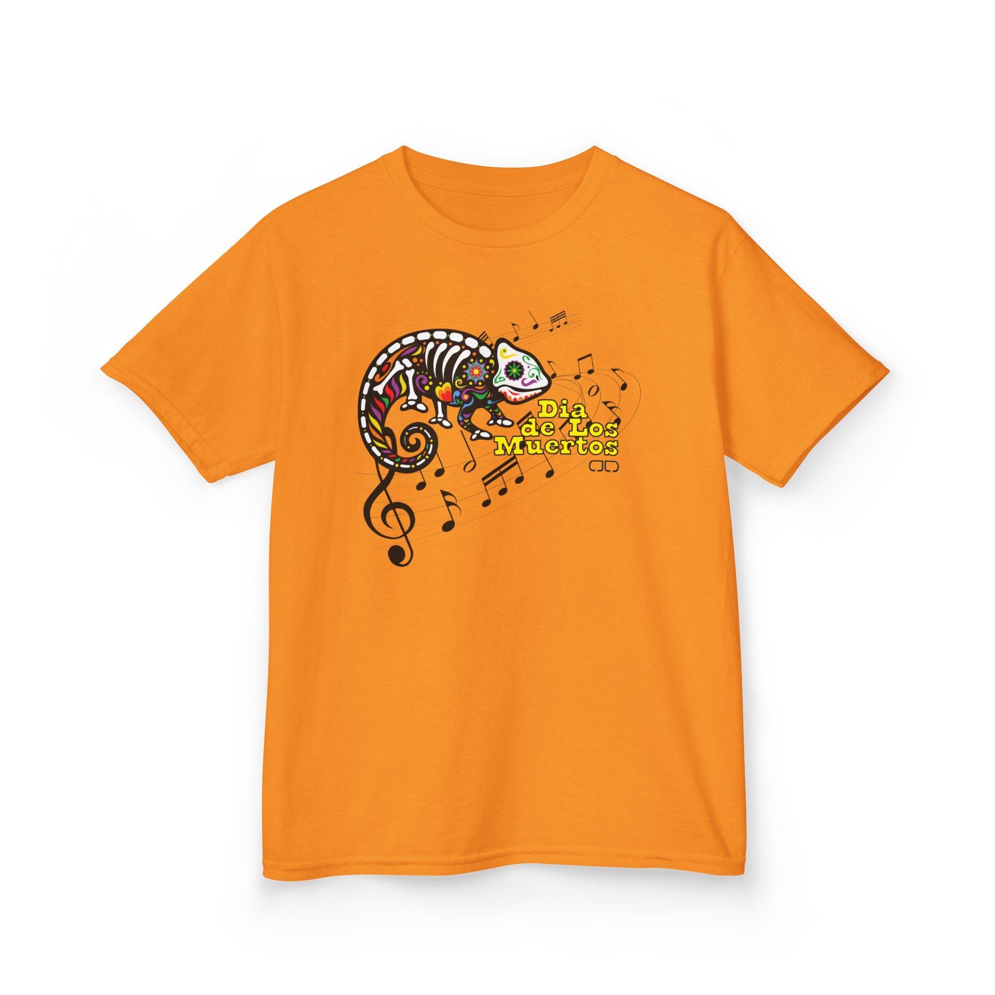 Dia de Los Muertos Musical Chameleon Design, Fun Children's T-Shirt, Cute Animal Top, Summer Wear, Birthday Gift, Playful Casuals