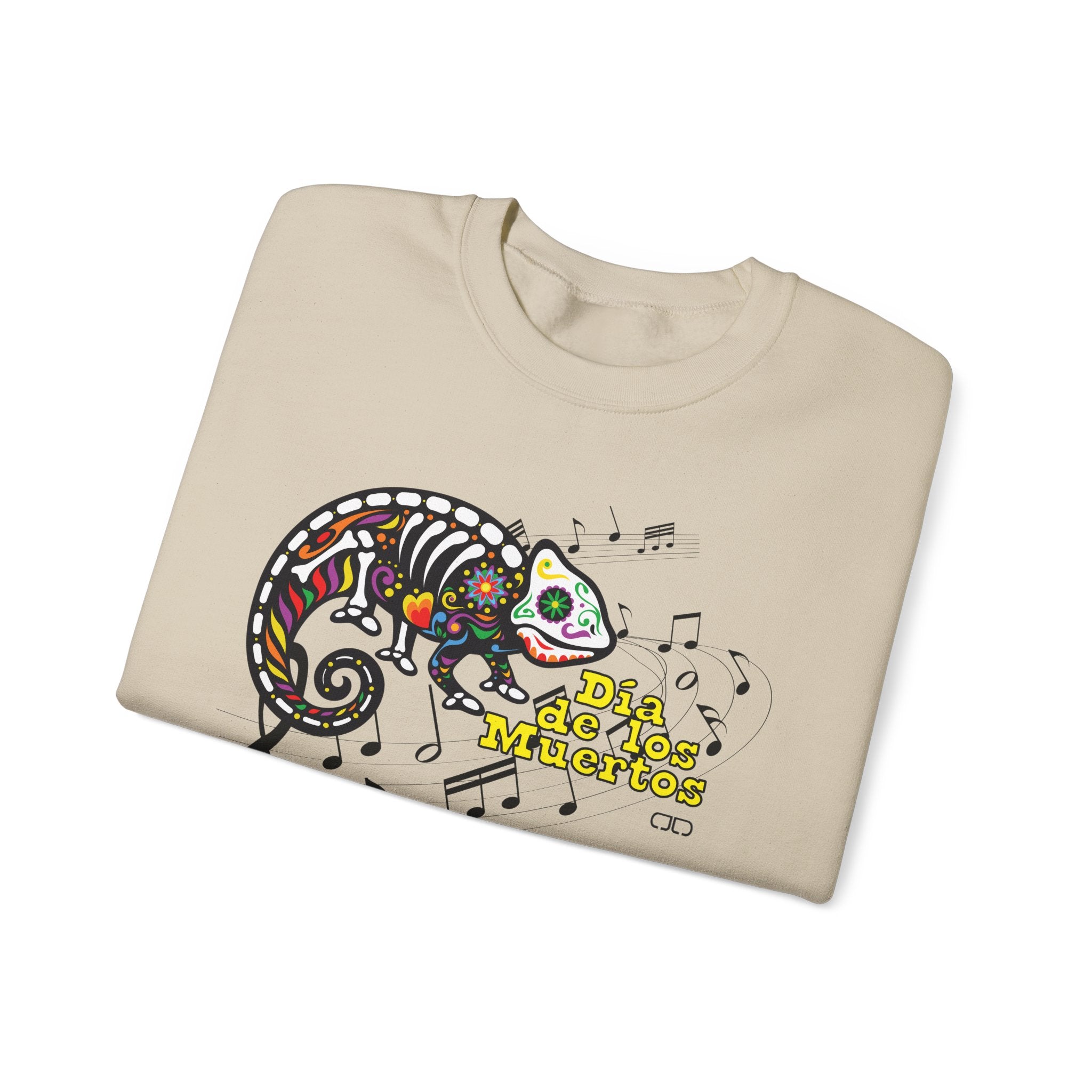 Day of the Dead Chameleon Crewneck Sweatshirt, Unisex Sweatshirt, Dia de los Muertos Gift, Halloween Apparel, Music Lover's Sweatshirt