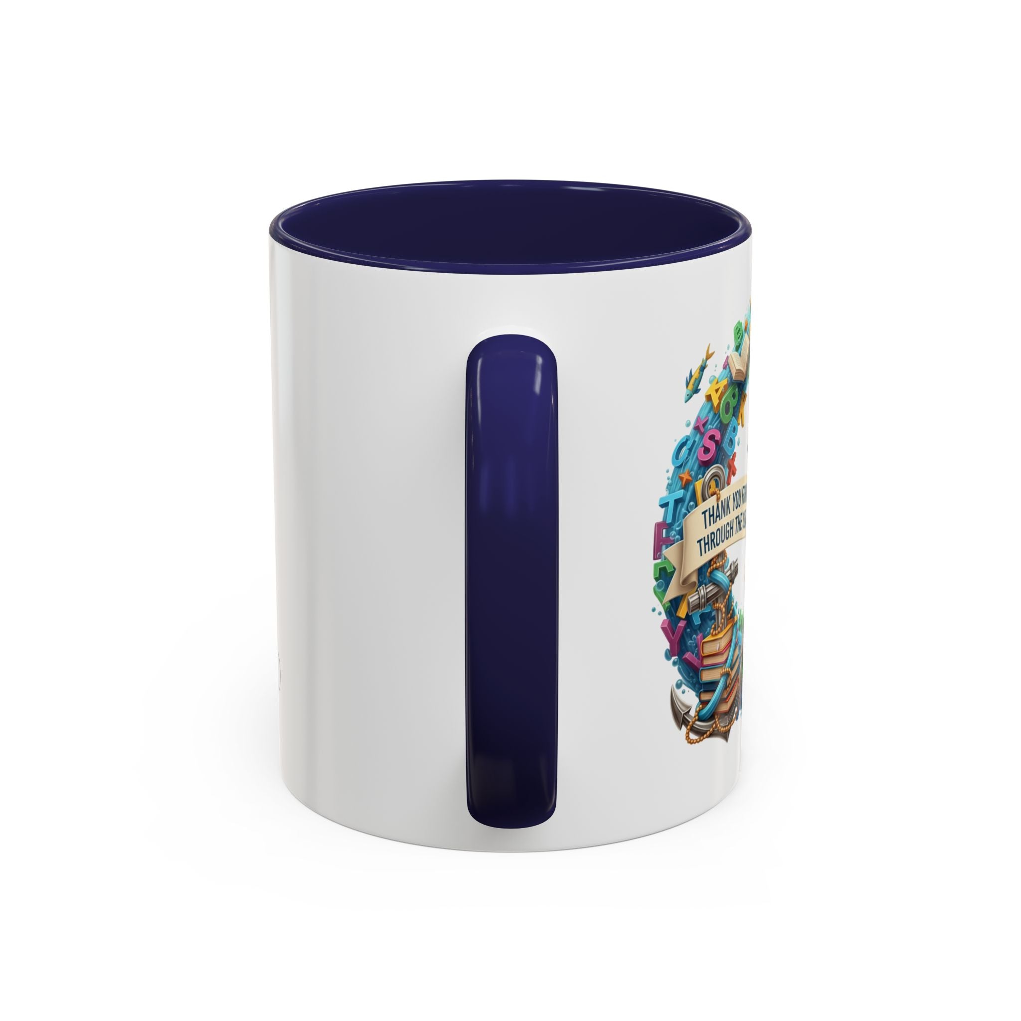 Sea of Literacy Colorful Book Lover's Accent Coffee Mug | Perfect for Home, Office, or Gift | Reading, Study, Library Decor, Teacher Appreciation
