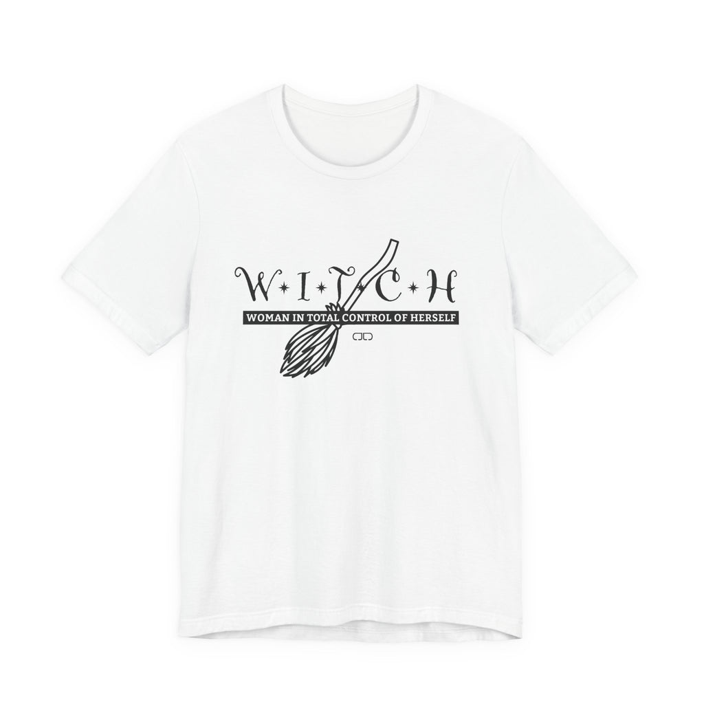 Witch Woman In Control of Herself Tee - Unisex Jersey Short Sleeve Shirt, Perfect for Witches, Gift for Halloween, Spiritual Wear, Self-Empowerment Apparel
