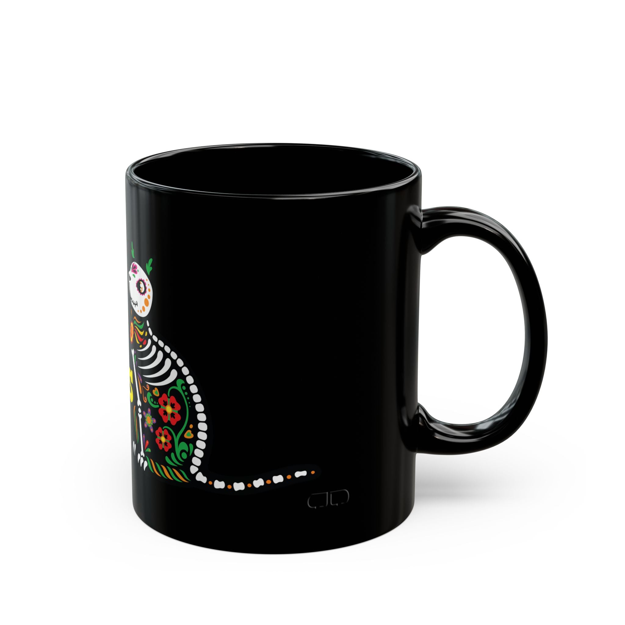 Dia de los Muertos Black Mug | Sugar Skull Coffee Cup, Halloween Mug, Day of the Dead Gift, Halloween Decor, Unique Kitchen Accessory