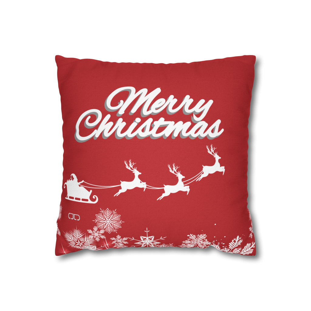 Merry Christmas Red Santa Sleigh Decorative Pillowcase