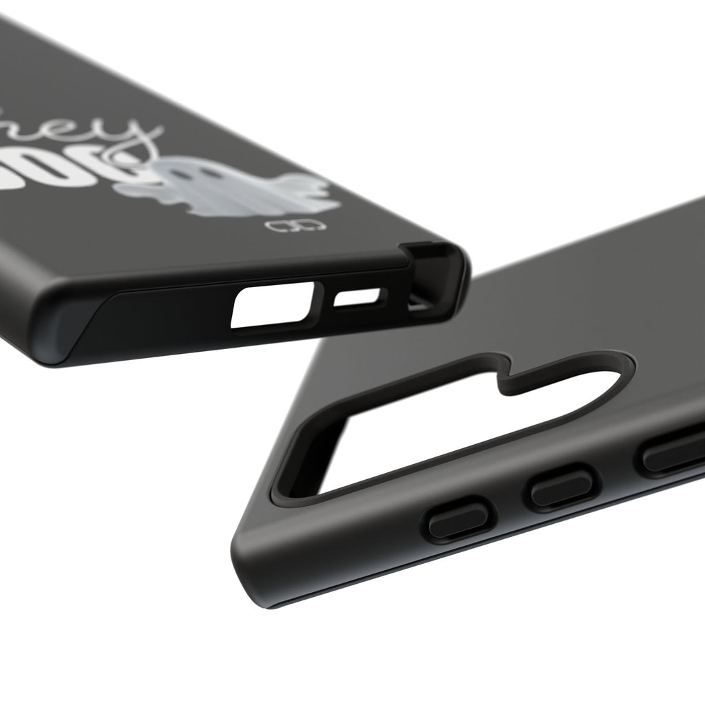 Hey Boo Tough Case, Ghost-Themed Phone Case, Cute Halloween Accessory, Spooky Gift for Friends, Tech Halloween Decor