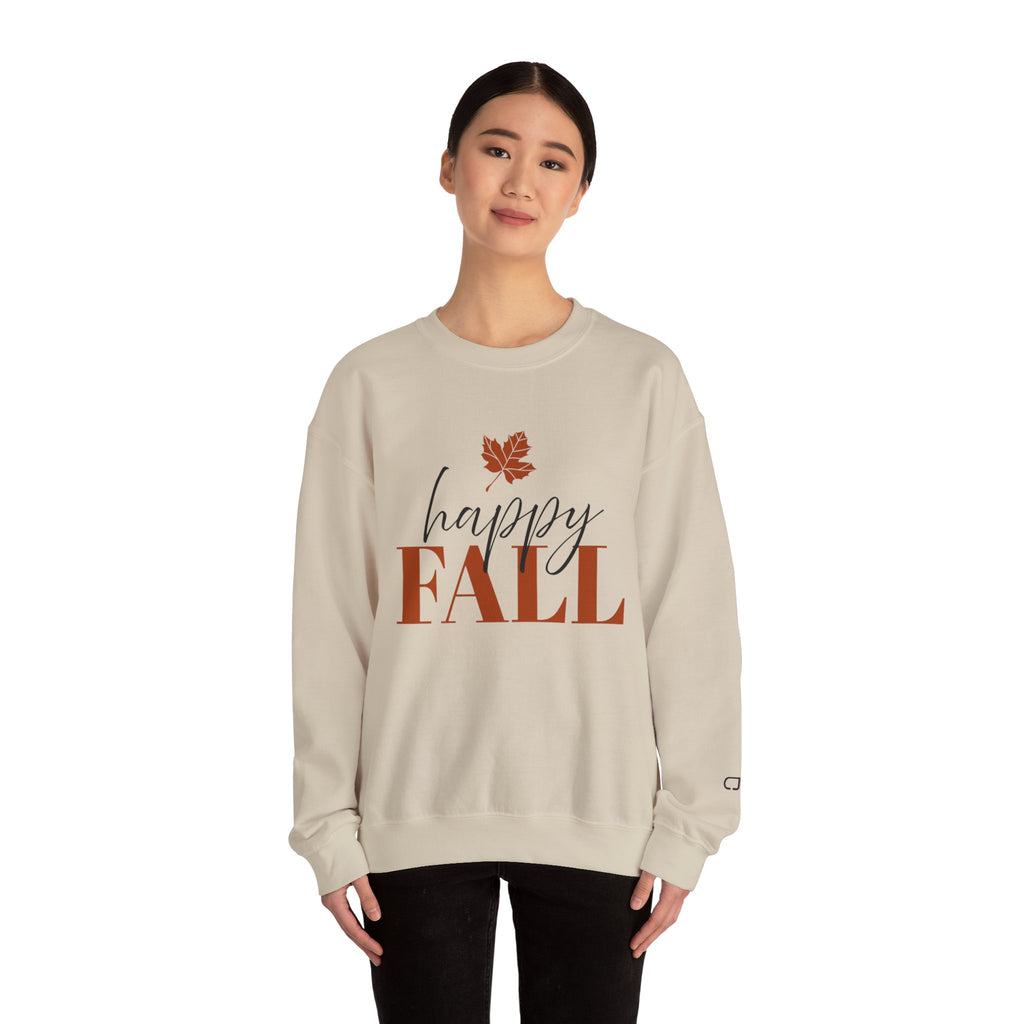 Happy Fall Sweatshirt — Cozy Autumn Crewneck with Leaf Graphic