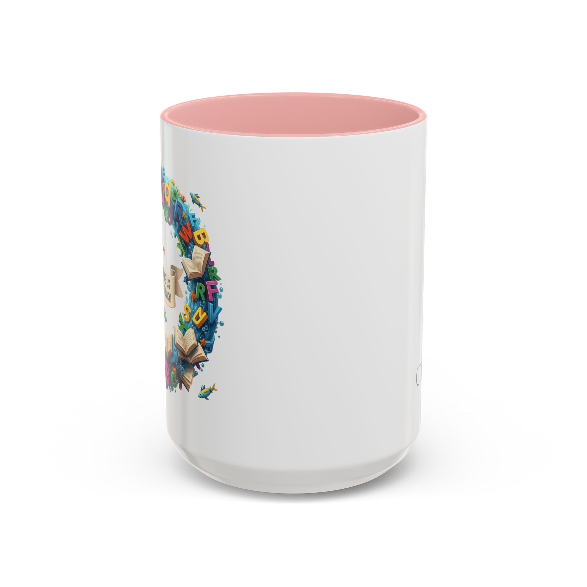 Sea of Literacy Colorful Book Lover's Accent Coffee Mug | Perfect for Home, Office, or Gift | Reading, Study, Library Decor, Teacher Appreciation