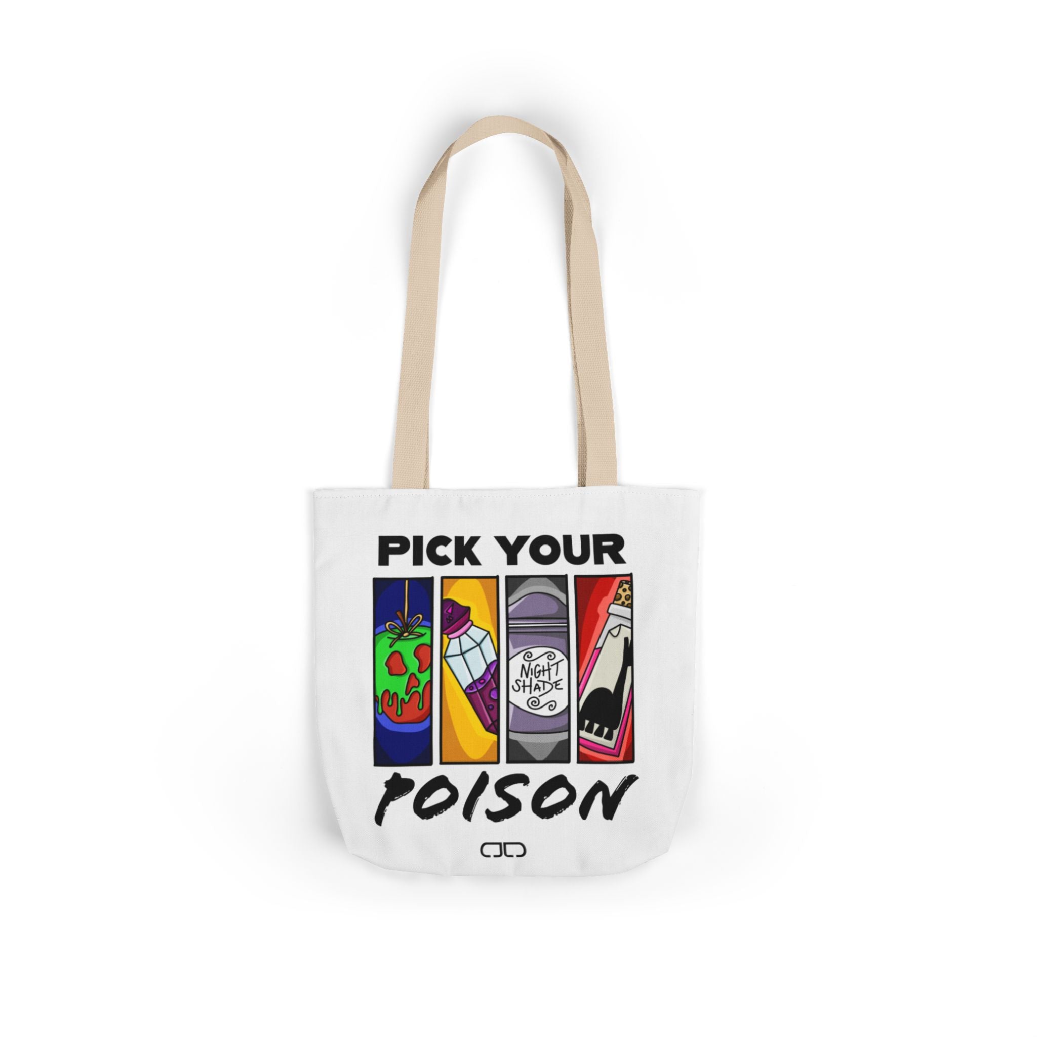 Pick Your Poison Tote Bag, Colorful Canvas Shopper, Fun Bag for Parties, Gifts for Friends, Reusable Grocery Tote