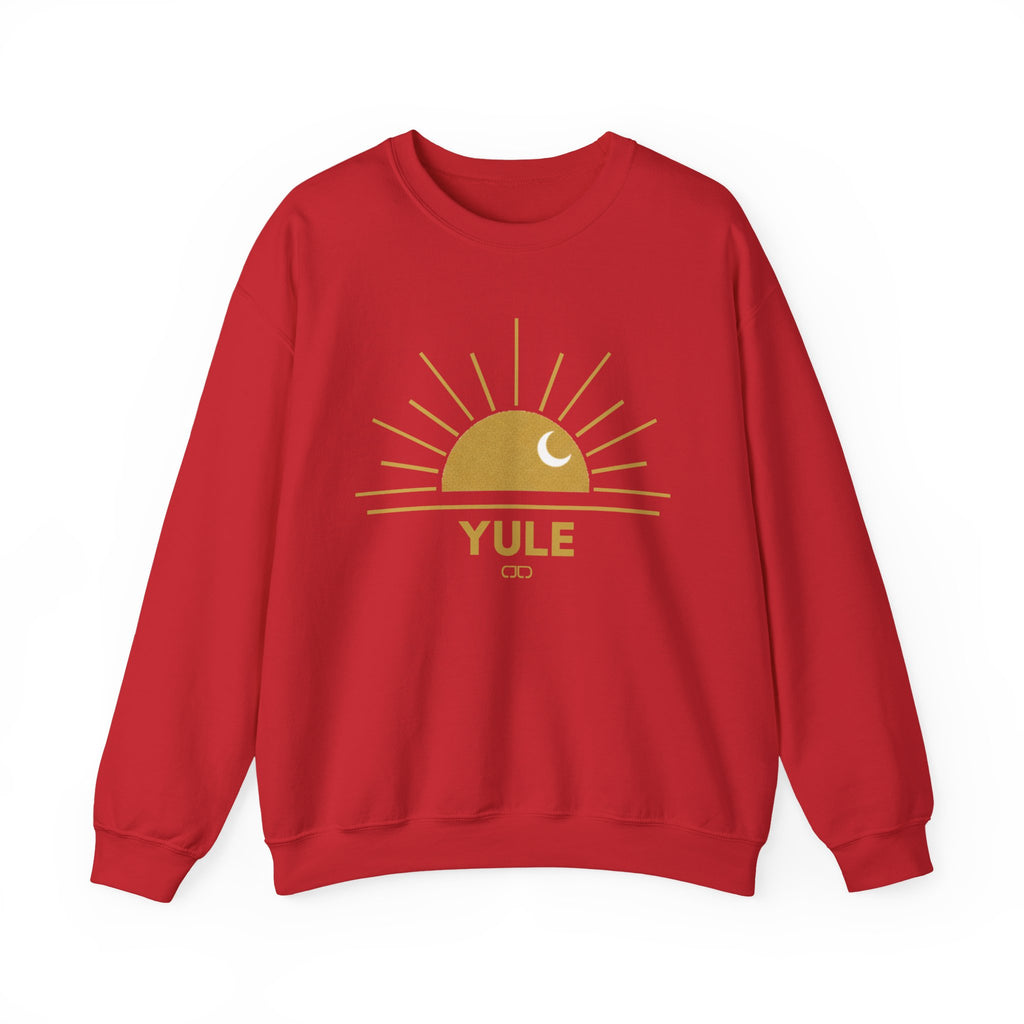 Yule Sunset Crewneck Sweatshirt — Golden Moon Holiday Sweatshirt