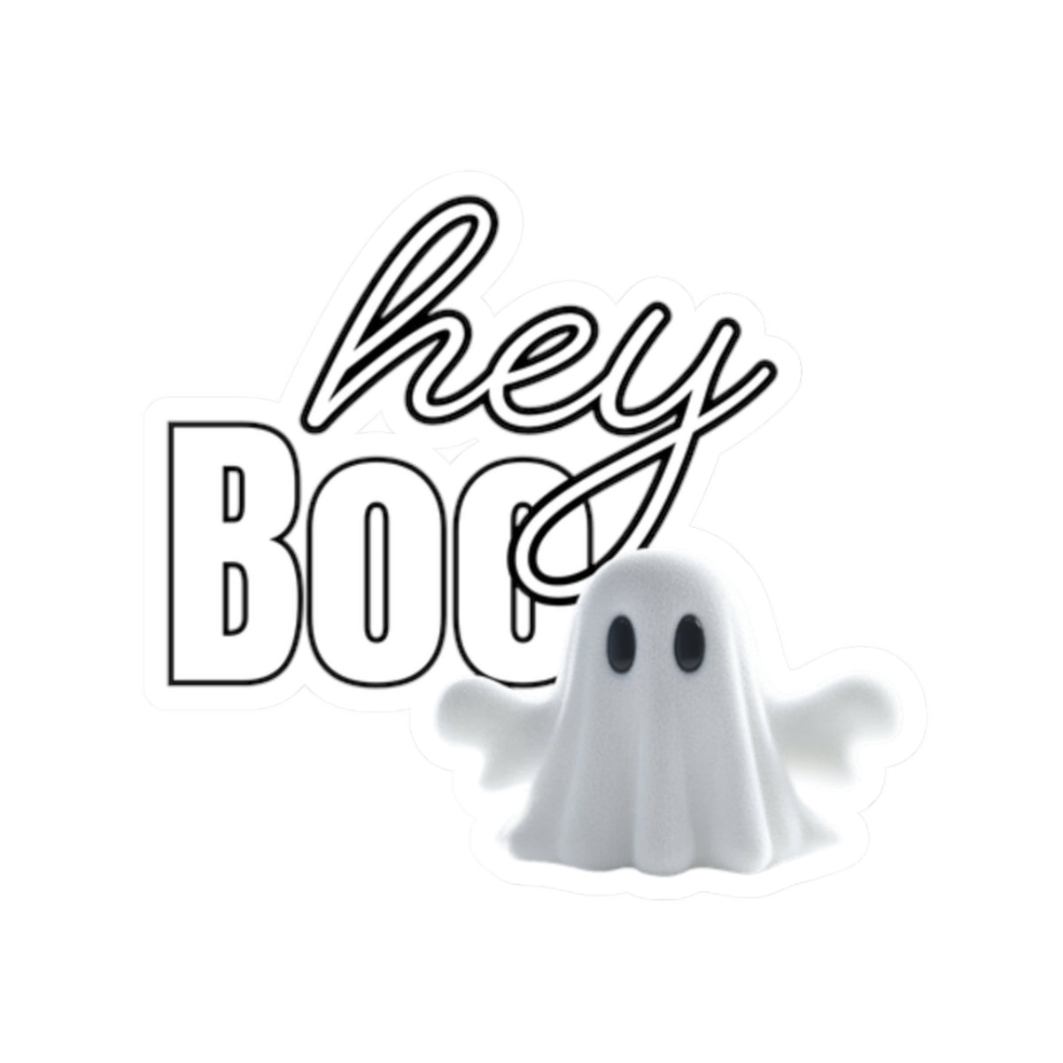 Hey Boo Ghost Kiss-Cut Stickers | Halloween Decor, Party Favors, Laptop Stickers, Fun Gifts, Spooky Accessories