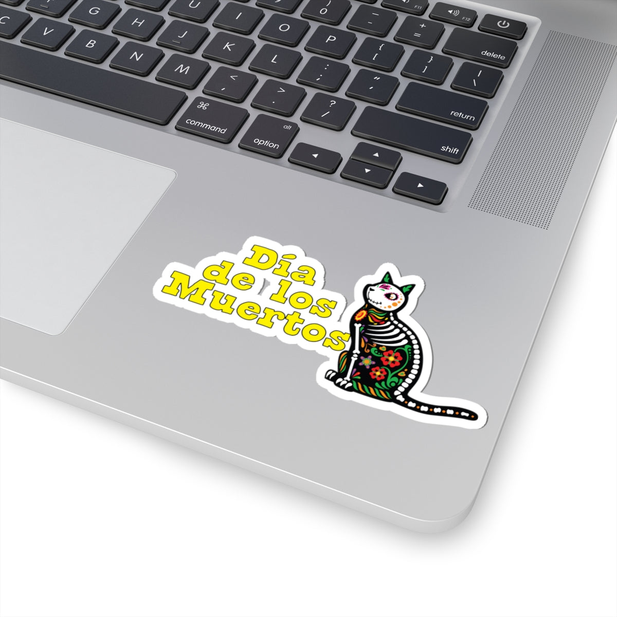 Colorful Dia de Los Muertos Cat Kiss-Cut Stickers, Halloween Decor, Day of the Dead Accessories, Laptop Stickers, Fun Gift Idea