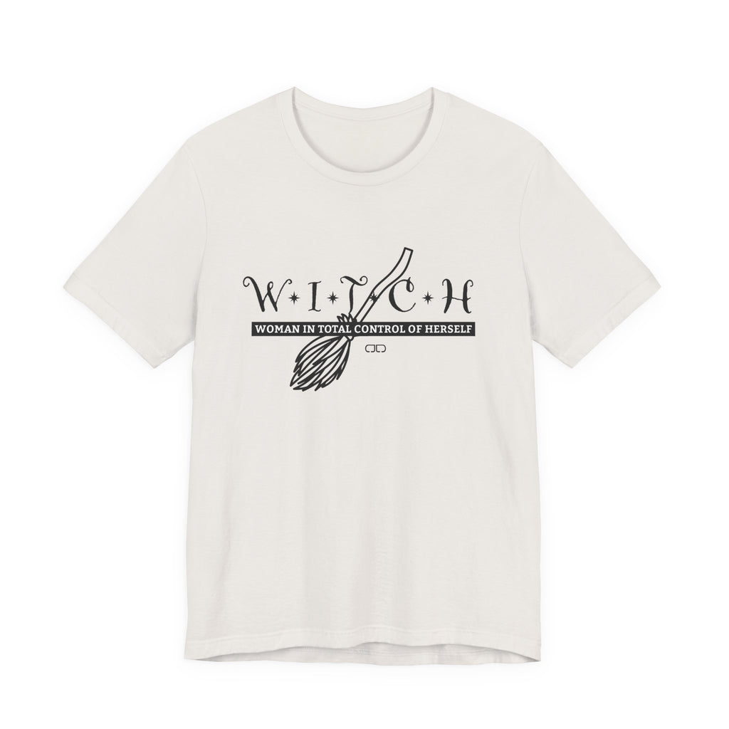 Witch Woman In Control of Herself Tee - Unisex Jersey Short Sleeve Shirt, Perfect for Witches, Gift for Halloween, Spiritual Wear, Self-Empowerment Apparel