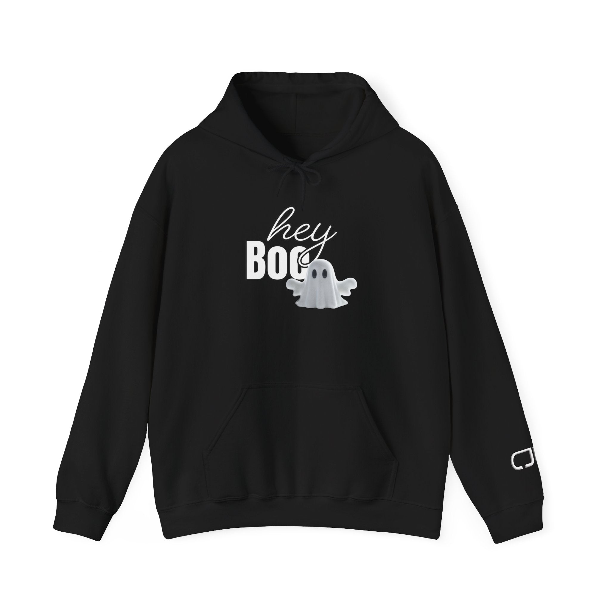 Hey Boo Halloween Ghost Pullover Hoodie - Hey Boo Sweatshirt, Spooky Season Apparel, Unisex Costume Top, Fall Fashion, Cozy Halloween Gift