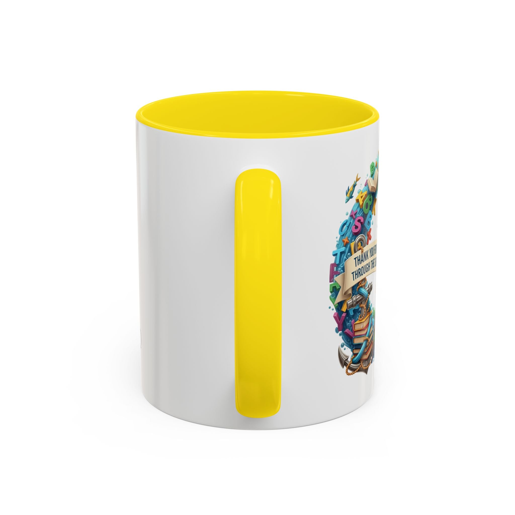 Sea of Literacy Colorful Book Lover's Accent Coffee Mug | Perfect for Home, Office, or Gift | Reading, Study, Library Decor, Teacher Appreciation