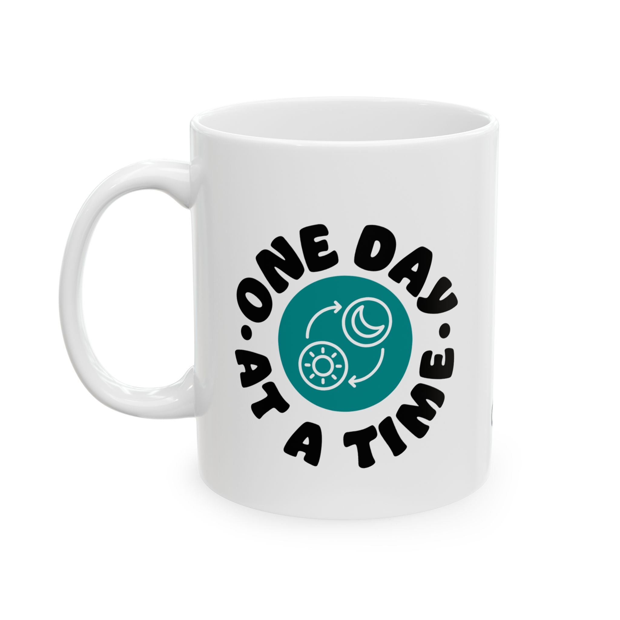 One Day At A Time Ceramic Mug with Positive Vibes Design, Motivational Coffee Cup, Gift for Friends, Inspirational Mug, Home or Office Decor