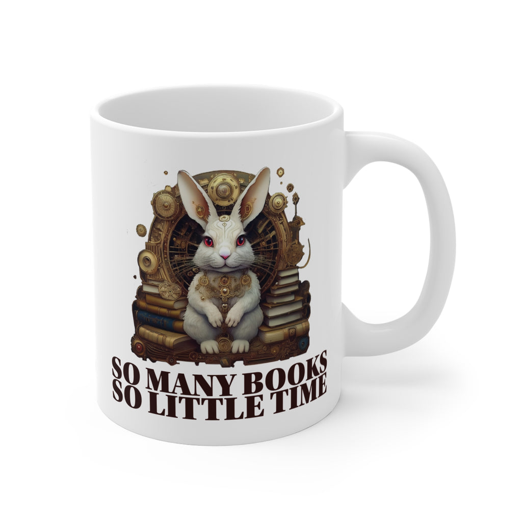 White Rabbit, whimsical Book Lover's Mug | Literary Gift, Rabbit Design, Reading Enthusiast, Coffee Cup, Birthday Present, Bookish Decor
