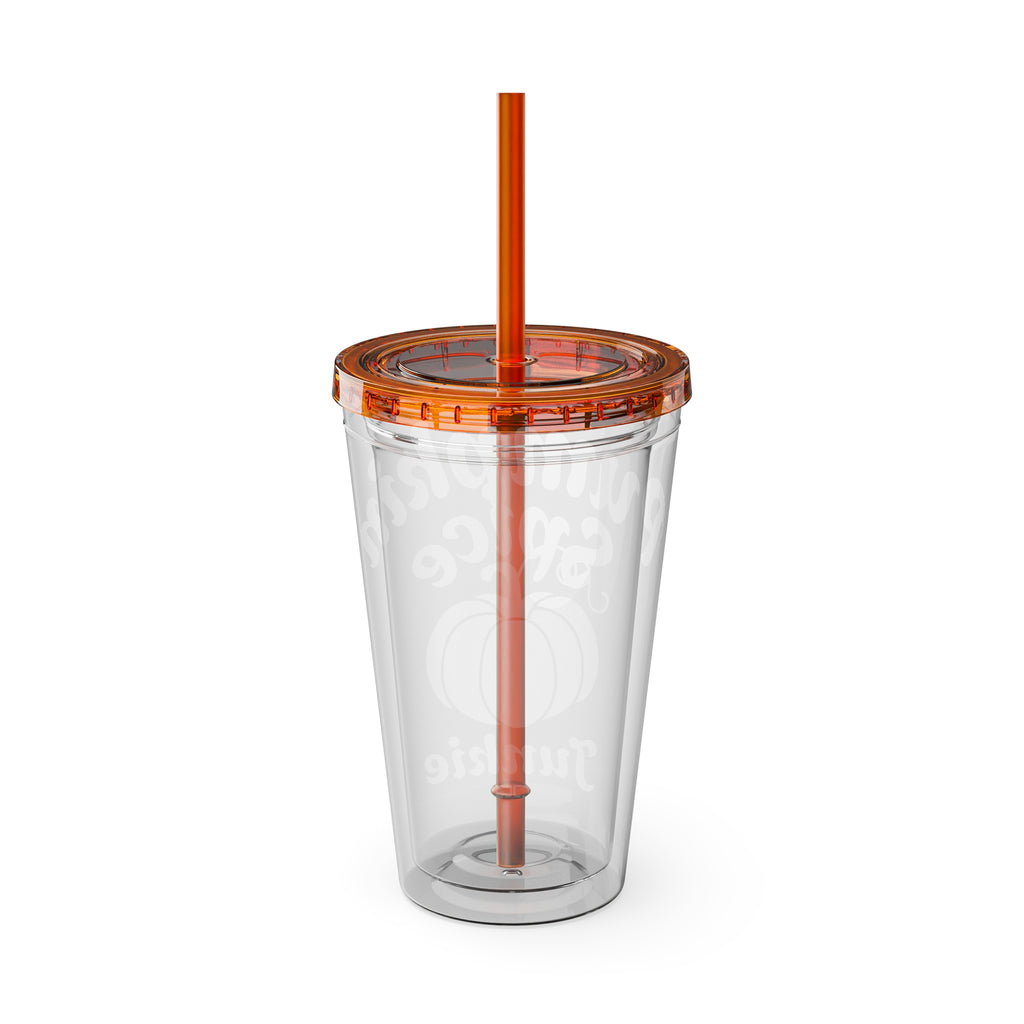 Pumpkin Spice Tumbler, 16oz Travel Cup for Fall Lovers, Cute Gift for Coffee Drinkers, Reusable Straw Included, Perfect for Autumn Days
