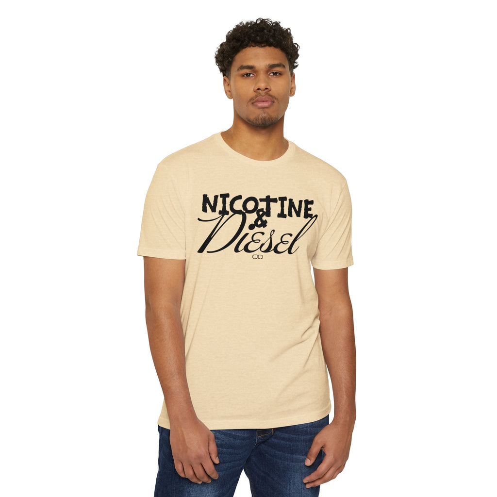 Unisex Nicotine & Diesel T-Shirt | Casual Streetwear, Gift for Smokers, Vintage-Inspired Tee, Relaxed Fit Apparel, Everyday Wear