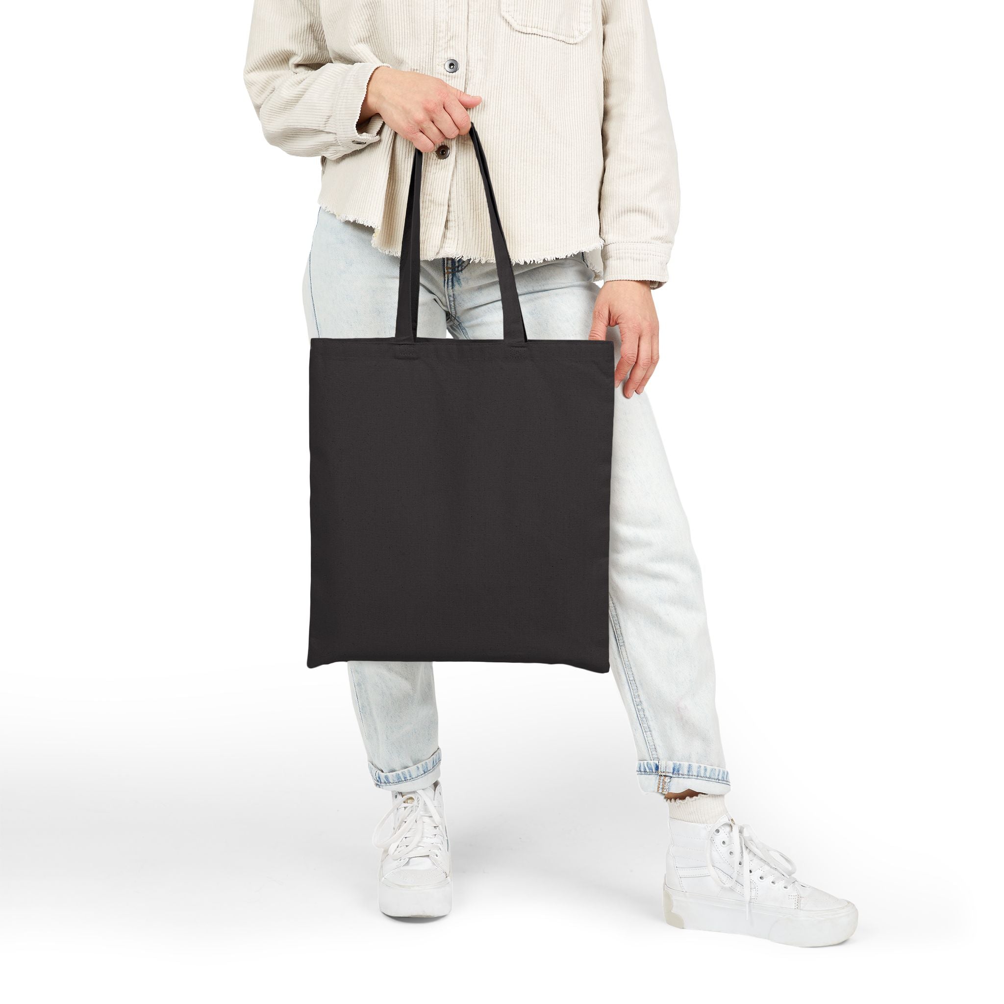 Little Ray of Pitch Black Monochrome Cotton Canvas Tote Bag - Eco-Friendly, Minimalist Shopping Bag, Everyday Use, Stylish Tote
