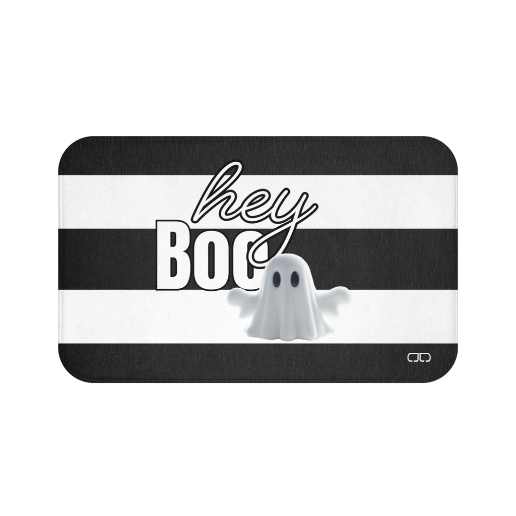 Hey Boo Halloween Bath Mat -  Ghost Design, Spooky Decor, Bathroom Accessory, Holiday Gift, Home Decor