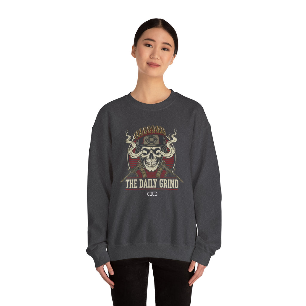 'The Daily Grind' Skull & Coffee Vintage Graphic Sweatshirt