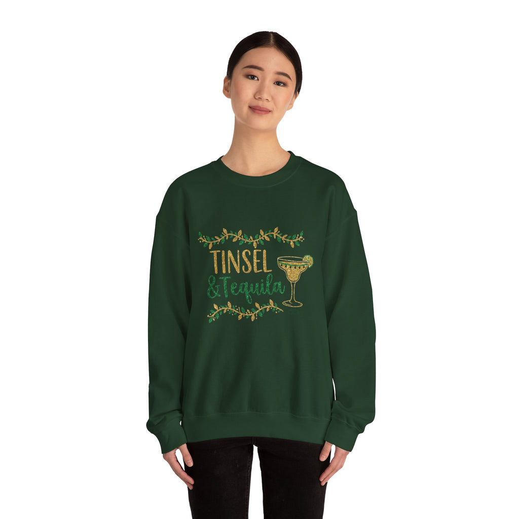 Tinsel & Tequila Holiday Sweatshirt — Festive Margarita Christmas Crewneck
