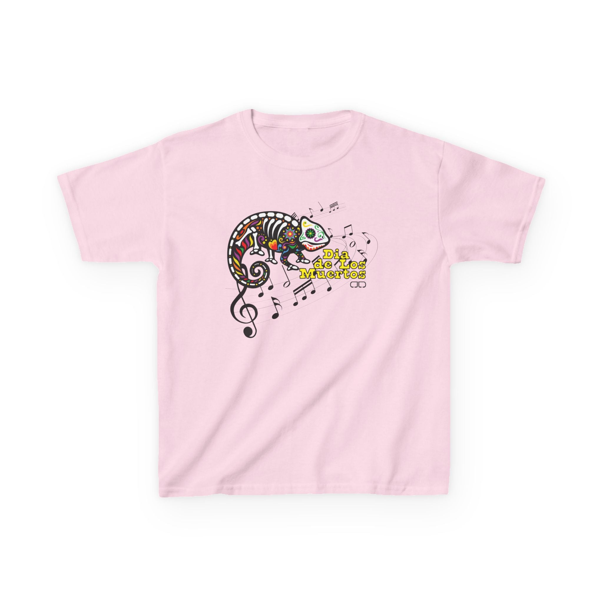 Dia de Los Muertos Musical Chameleon Design, Fun Children's T-Shirt, Cute Animal Top, Summer Wear, Birthday Gift, Playful Casuals