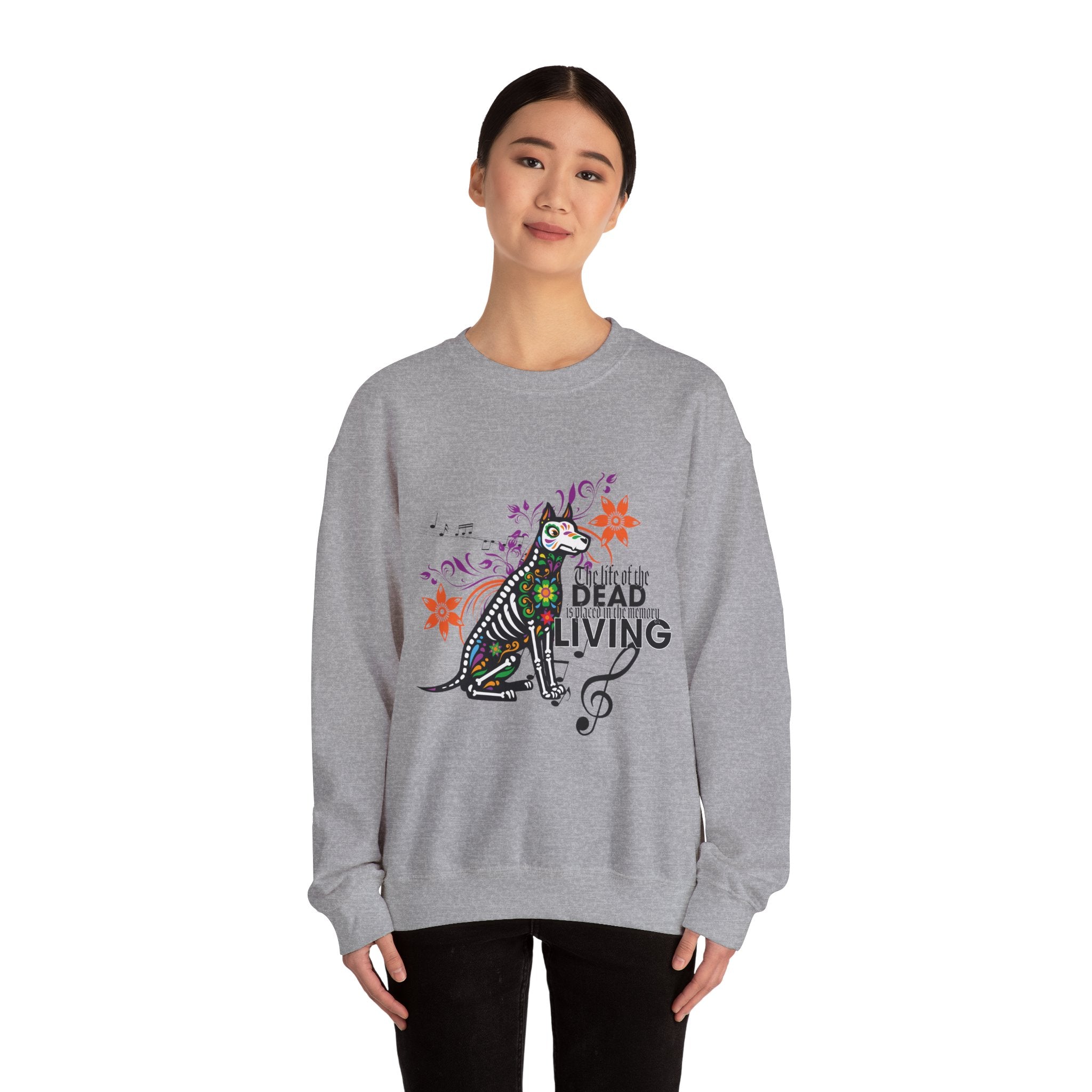 Dia de los Muertos Dog Sweatshirt, Unisex Crewneck, Halloween Apparel, Pet Lover Gift, Cozy Layering Top, Fall Fashion