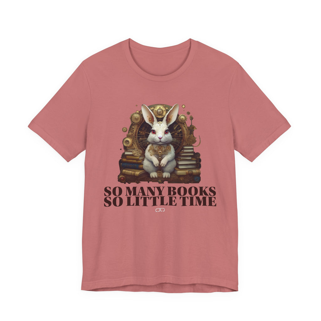 White Rabbit Steampunk Book Lover Unisex Tee, Cozy Reading Shirt, 'So Many Books So Little Time' Graphic Top, Perfect Gift for Bibliophiles, Cute Rabbit [...]