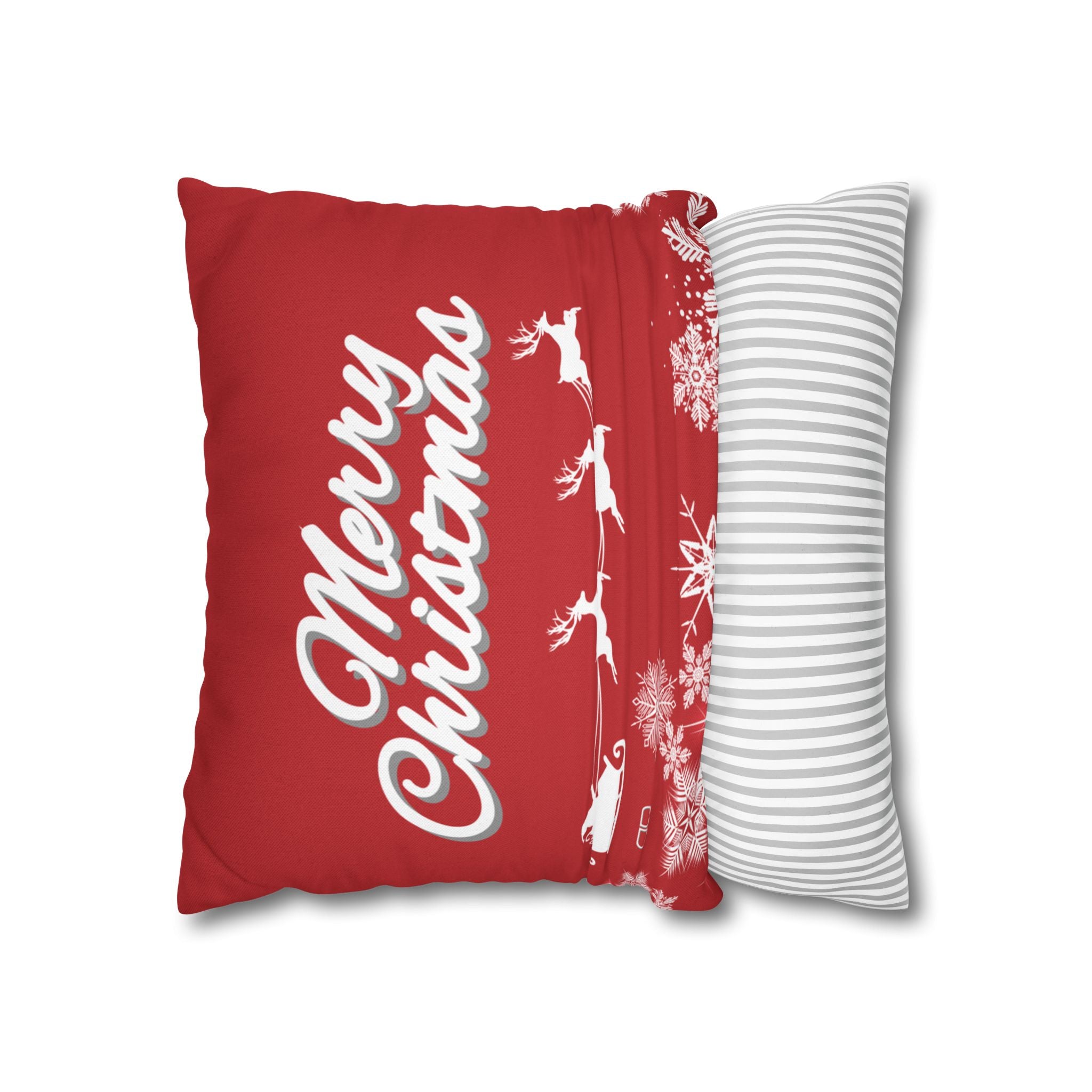 Merry Christmas Red Santa Sleigh Decorative Pillowcase
